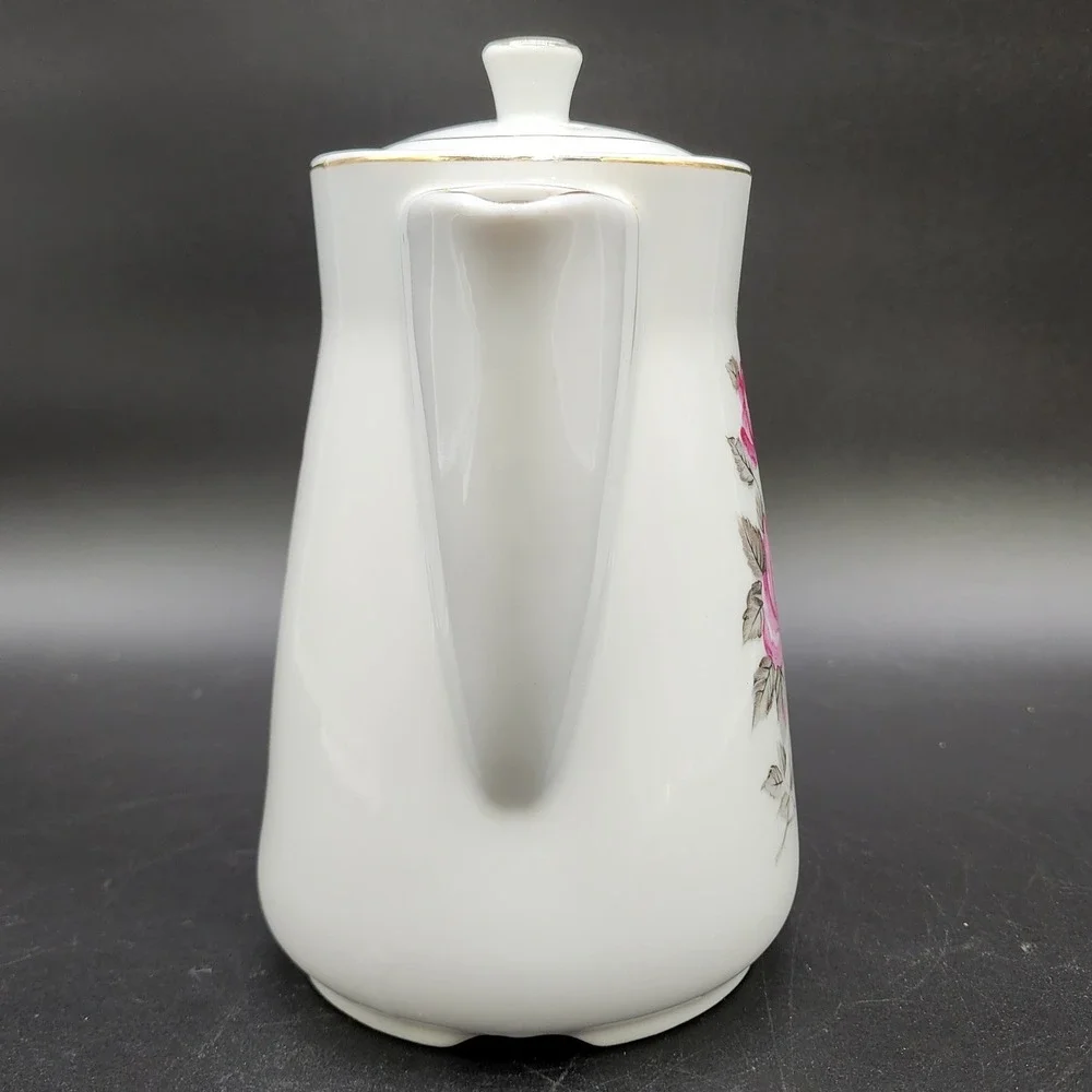 Royal Sealy Small‎ White Pink Rose VTG Electric Porcelain Teapot Japan Floral